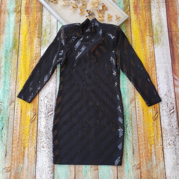St. John Dresses & Skirts - St John Vintage 80s Black Sequin Mock Neck Dress